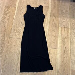 Black Halter Sheath Midi Dress for Cocktail with a cute slit!